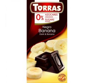 Torras Banános étcsokoládé hozzáadott cukor nélkül 75g (8)