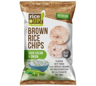 Rice Up! teljes kiőrlésű barna rizs chips hagymás-tejfölös ízesítéssel 60g