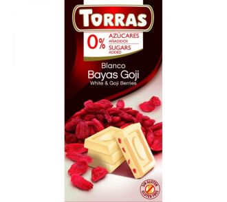 Torras Goji bogyós fehércsokoládé hozzáadott cukor nélkül 75g (7)